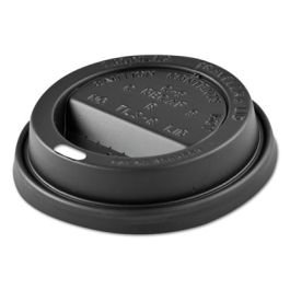 Solo Traveler Sip Through Lids for ThermoGuard Hot Cups, Fits 12 oz to 24 oz Hot Cups, Plastic, Black, 1,200/Carton