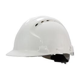 Vented, Type II Hard Hat with HDPE Shell, EPS Impact Liner, Polyester Suspension and Wheel Ratchet Adjustment, White, OS 280-AHS150V-10
