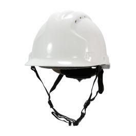 Vented, Type II Linesman Hard Hat with HDPE Shell, EPS Impact Liner, Polyester Suspension, Wheel Ratchet Adjustment and 4-Point Chin Strap, White, OS 280-AHS240V-10