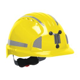 Standard Brim Mining Hard Hat with HDPE Shell, 6-Point Polyester Suspension, Wheel Ratchet Adjustment and CR2 Reflective Kit, Yellow, OS 280-EV6151MCR2-20