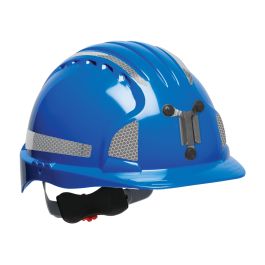 Standard Brim Mining Hard Hat with HDPE Shell, 6-Point Polyester Suspension, Wheel Ratchet Adjustment and CR2 Reflective Kit, Blue, OS 280-EV6151MCR2-50