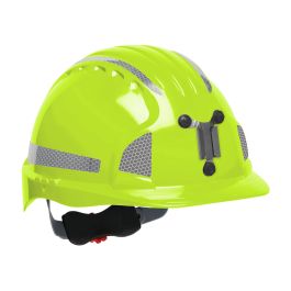 Standard Brim Mining Hard Hat with HDPE Shell, 6-Point Polyester Suspension, Wheel Ratchet Adjustment and CR2 Reflective Kit, Neon Yellow, OS 280-EV6151MCR2-LY