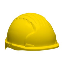 Evolution® Deluxe 6151 Short Brim Hard Hat with HDPE Shell, 6-Point Polyester Suspension and Wheel Ratchet Adjustment, Yellow, OS 280-EV6151S-20