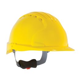 Standard Brim, Vented Hard Hat with HDPE Shell, 6-Point Polyester Suspension and Wheel Ratchet Adjustment, Yellow, OS 280-EV6151V-20