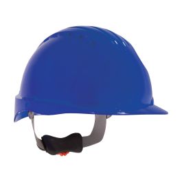 Standard Brim, Vented Hard Hat with HDPE Shell, 6-Point Polyester Suspension and Wheel Ratchet Adjustment, Blue, OS 280-EV6151V-50