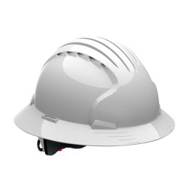 Full Brim Hard Hat with HDPE Shell, 6-Point Polyester Suspension and Wheel Ratchet Adjustment, White, OS 280-EV6161-10