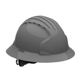 Full Brim Hard Hat with HDPE Shell, 6-Point Polyester Suspension and Wheel Ratchet Adjustment, Gray, OS 280-EV6161-40