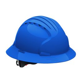 Full Brim Hard Hat with HDPE Shell, 6-Point Polyester Suspension and Wheel Ratchet Adjustment, Blue, OS 280-EV6161-50
