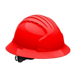 Full Brim Hard Hat with HDPE Shell, 6-Point Polyester Suspension and Wheel Ratchet Adjustment, Red, OS 280-EV6161-60