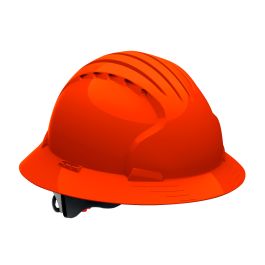 Full Brim Hard Hat with HDPE Shell, 6-Point Polyester Suspension and Wheel Ratchet Adjustment, Neon Orange, OS 280-EV6161-OR