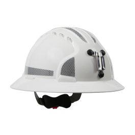 Full Brim Mining Hard Hat with HDPE Shell, 6-Point Polyester Suspension, Wheel Ratchet Adjustment and CR2 Reflective Kit, White, OS 280-EV6161MCR2-10
