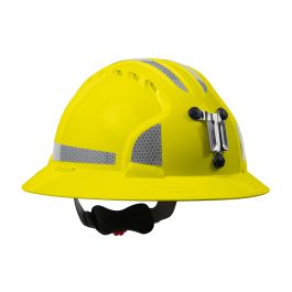 Full Brim Mining Hard Hat with HDPE Shell, 6-Point Polyester Suspension, Wheel Ratchet Adjustment and CR2 Reflective Kit, Yellow, OS 280-EV6161MCR2-20