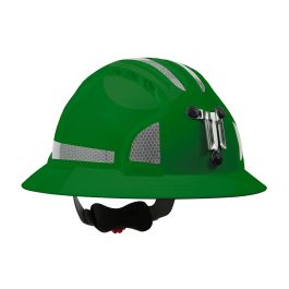 Full Brim Mining Hard Hat with HDPE Shell, 6-Point Polyester Suspension, Wheel Ratchet Adjustment and CR2 Reflective Kit, Green, OS 280-EV6161MCR2-30