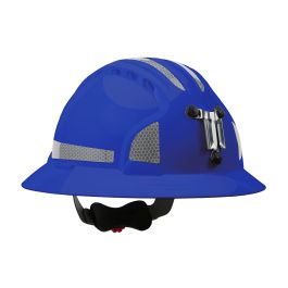 Full Brim Mining Hard Hat with HDPE Shell, 6-Point Polyester Suspension, Wheel Ratchet Adjustment and CR2 Reflective Kit, Blue, OS 280-EV6161MCR2-50