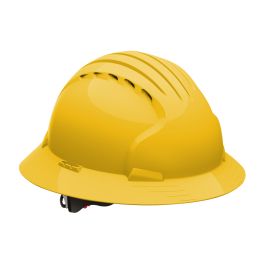 Vented, Full Brim Hard Hat with HDPE Shell, 6-Point Polyester Suspension and Wheel Ratchet Adjustment, Yellow, OS 280-EV6161V-20