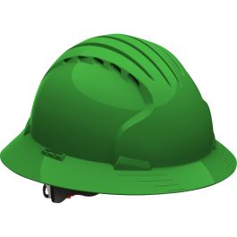 Vented, Full Brim Hard Hat with HDPE Shell, 6-Point Polyester Suspension and Wheel Ratchet Adjustment, Green, OS 280-EV6161V-30