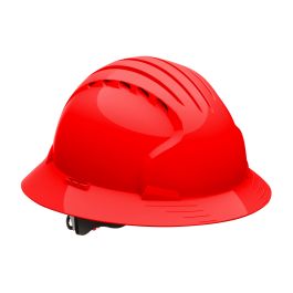 Vented, Full Brim Hard Hat with HDPE Shell, 6-Point Polyester Suspension and Wheel Ratchet Adjustment, Red, OS 280-EV6161V-60