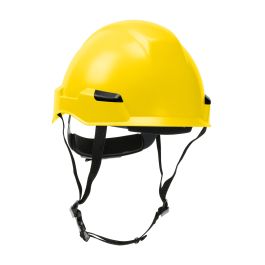 Industrial Climbing Helmet with Polycarbonate / ABS Shell, Hi-Density Foam Impact Liner, Nylon Suspension, Wheel Ratchet Adjustment and 4-Point Chin Strap, Yellow, OS 280-HP142R-02