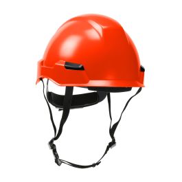 Industrial Climbing Helmet with Polycarbonate / ABS Shell, Hi-Density Foam Impact Liner, Nylon Suspension, Wheel Ratchet Adjustment and 4-Point Chin Strap, Orange, OS 280-HP142R-03