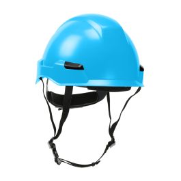 Industrial Climbing Helmet with Polycarbonate / ABS Shell, Hi-Density Foam Impact Liner, Nylon Suspension, Wheel Ratchet Adjustment and 4-Point Chin Strap, Light Blue, OS 280-HP142R-06