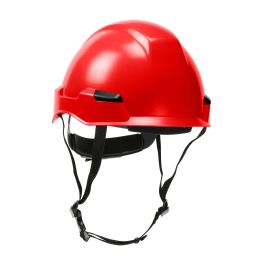 Industrial Climbing Helmet with Polycarbonate / ABS Shell, Hi-Density Foam Impact Liner, Nylon Suspension, Wheel Ratchet Adjustment and 4-Point Chin Strap, Red, OS 280-HP142R-15