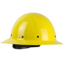 Full Brim Smooth Dome Hard Hat with Fiberglass Resin Shell, 8-Point Riveted Textile Suspension and Wheel-Ratchet Adjustment, Yellow, OS 280-HP1481R-02