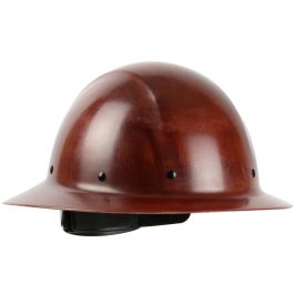 Full Brim Smooth Dome Hard Hat with Fiberglass Resin Shell, 8-Point Riveted Textile Suspension and Wheel-Ratchet Adjustment, Natural Brown, OS 280-HP1481R-81