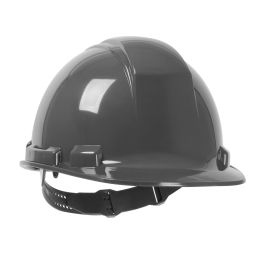 Cap Style Hard Hat with HDPE Shell, 4-Point Textile Suspension and Pin-Lock Adjustment, Dark Gray, OS 280-HP241-14