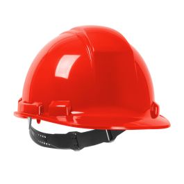 Cap Style Hard Hat with HDPE Shell, 4-Point Textile Suspension and Pin-Lock Adjustment, Red, OS 280-HP241-15