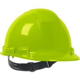 Cap Style Hard Hat with HDPE Shell, 4-Point Textile Suspension and Pin-Lock Adjustment, Hi-Vis Yellow, OS 280-HP241-44
