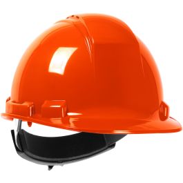 Vented, Cap Style Hard Hat with HDPE Shell, 4-Point Textile Suspension and Wheel Ratchet Adjustment, Hi-Vis Orange, OS 280-HP241RV-31