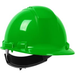 Vented, Cap Style Hard Hat with HDPE Shell, 4-Point Textile Suspension and Wheel Ratchet Adjustment, Lime, OS 280-HP241RV-45