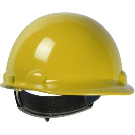 Cap Style Smooth Dome Hard Hat with HDPE Shell, 4-Point Textile Suspension and Wheel-Ratchet Adjustment, Yellow, OS 280-HP341R-02