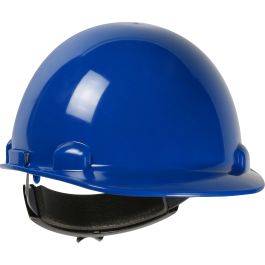Cap Style Smooth Dome Hard Hat with HDPE Shell, 4-Point Textile Suspension and Wheel-Ratchet Adjustment, Royal, OS 280-HP341R-17
