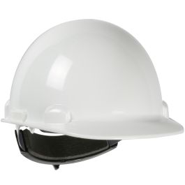 Cap Style Smooth Dome Hard Hat with HDPE Shell, 4-Point Textile Suspension and Swing Wheel-Ratchet Adjustment, White, OS 280-HP341SR-01