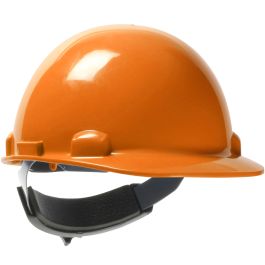 Cap Style Smooth Dome Hard Hat with HDPE Shell, 4-Point Textile Suspension and Swing Wheel-Ratchet Adjustment, Orange, OS 280-HP341SR-03