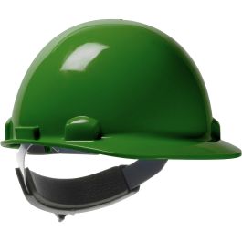 Cap Style Smooth Dome Hard Hat with HDPE Shell, 4-Point Textile Suspension and Swing Wheel-Ratchet Adjustment, Dark Green, OS 280-HP341SR-04