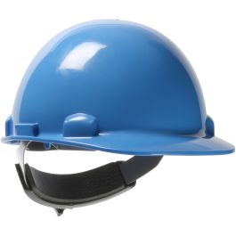 Cap Style Smooth Dome Hard Hat with HDPE Shell, 4-Point Textile Suspension and Swing Wheel-Ratchet Adjustment, Sky Blue, OS 280-HP341SR-07