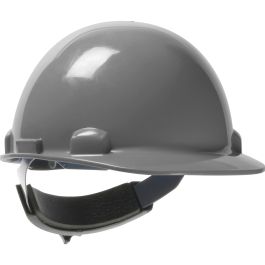 Cap Style Smooth Dome Hard Hat with HDPE Shell, 4-Point Textile Suspension and Swing Wheel-Ratchet Adjustment, Gray, OS 280-HP341SR-09