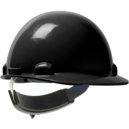 Cap Style Smooth Dome Hard Hat with HDPE Shell, 4-Point Textile Suspension and Swing Wheel-Ratchet Adjustment, Black, OS 280-HP341SR-11