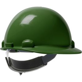 Cap Style Smooth Dome Hard Hat with HDPE Shell, 4-Point Textile Suspension and Swing Wheel-Ratchet Adjustment, Green, OS 280-HP341SR-74