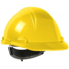 Type II, Cap Style Hard Hat with HDPE Shell, 4-Point Textile Suspension and Wheel Ratchet Adjustment, Yellow, OS 280-HP542R-02