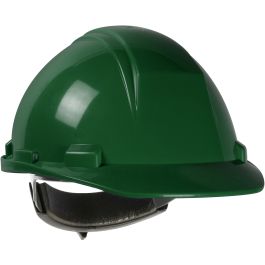 Type II, Cap Style Hard Hat with HDPE Shell, 4-Point Textile Suspension and Wheel Ratchet Adjustment, Dark Green, OS 280-HP542R-04