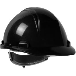 Type II, Cap Style Hard Hat with HDPE Shell, 4-Point Textile Suspension and Wheel Ratchet Adjustment, Black, OS 280-HP542R-11