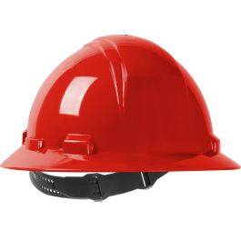 Full Brim Hard Hat with HDPE Shell, 4-Point Textile Suspension and Pin-Lock Adjustment, Red, OS 280-HP641-15