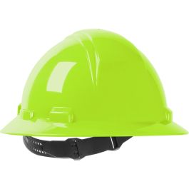 Full Brim Hard Hat with HDPE Shell, 4-Point Textile Suspension and Pin-Lock Adjustment, Hi-Vis Yellow, OS 280-HP641-44