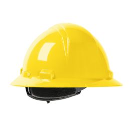 Full Brim Hard Hat with HDPE Shell, 4-Point Textile Suspension and Wheel Ratchet Adjustment, Yellow, OS 280-HP641R-02