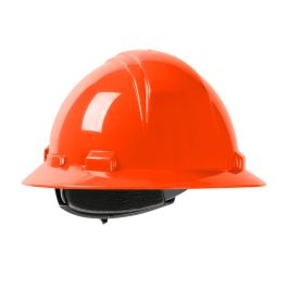 Full Brim Hard Hat with HDPE Shell, 4-Point Textile Suspension and Wheel Ratchet Adjustment, Orange, OS 280-HP641R-03