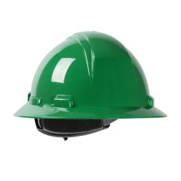 Full Brim Hard Hat with HDPE Shell, 4-Point Textile Suspension and Wheel Ratchet Adjustment, Dark Green, OS 280-HP641R-04