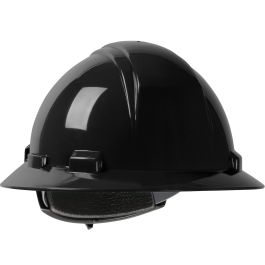 Full Brim Hard Hat with HDPE Shell, 4-Point Textile Suspension and Wheel Ratchet Adjustment, Black, OS 280-HP641R-11